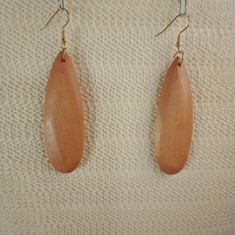 BOHO WOODEN Bohemian Tear Drop Laser Cut 3.5" Earrings